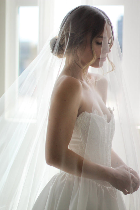 Long Blusher Airy Tulle Drop Veil