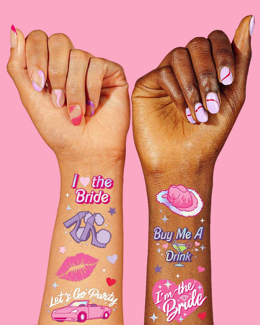 Let's Go Party Tats - 46 foil temporary tattoos