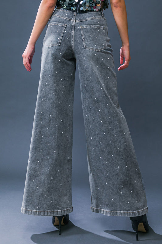 Rhinestone Denim Jean Pants
