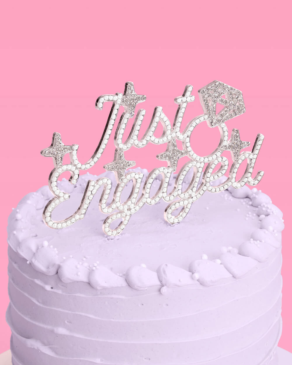Just Engaged Topper - pearl + crystal cake topper