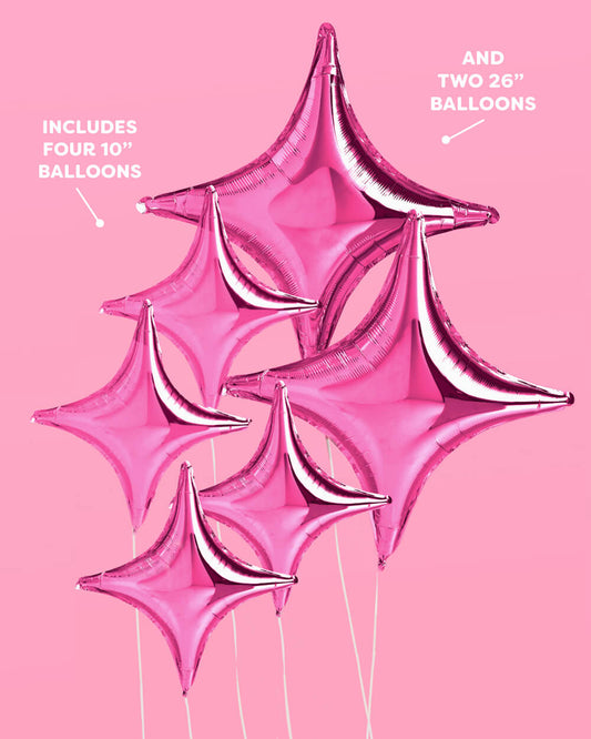 Pink Sparkle Balloon - 6 pc silver foil set