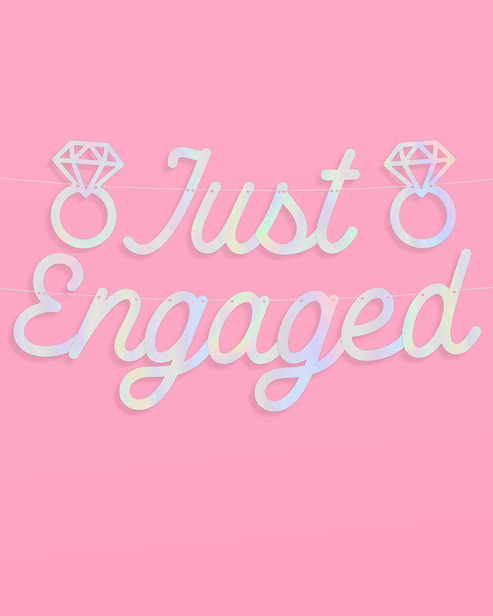 Just Engaged Banner - iridescent foil banner