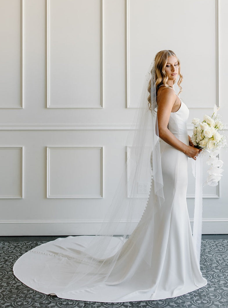 Waterfall Pearl or Rhinestoned Drop Veil