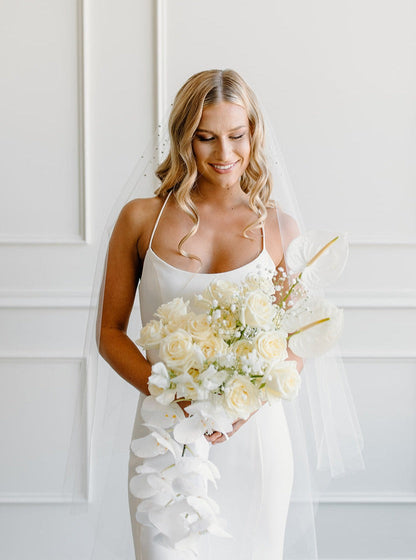 Waterfall Pearl or Rhinestoned Drop Veil
