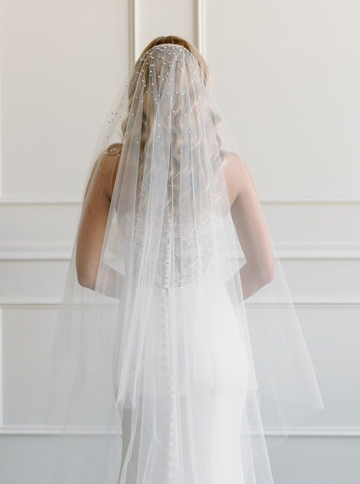 Waterfall Pearl or Rhinestoned Drop Veil