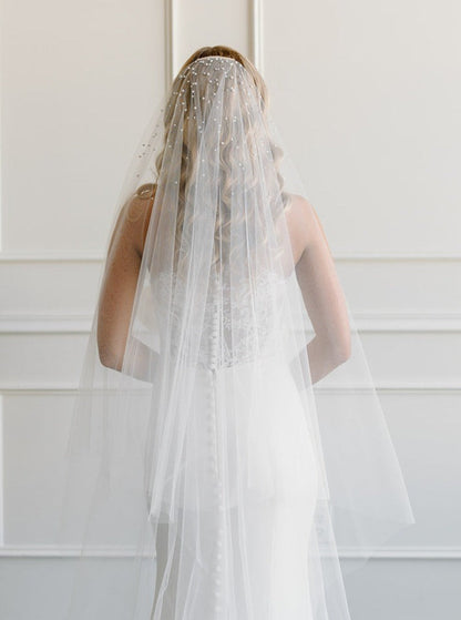 Waterfall Pearl or Rhinestoned Drop Veil