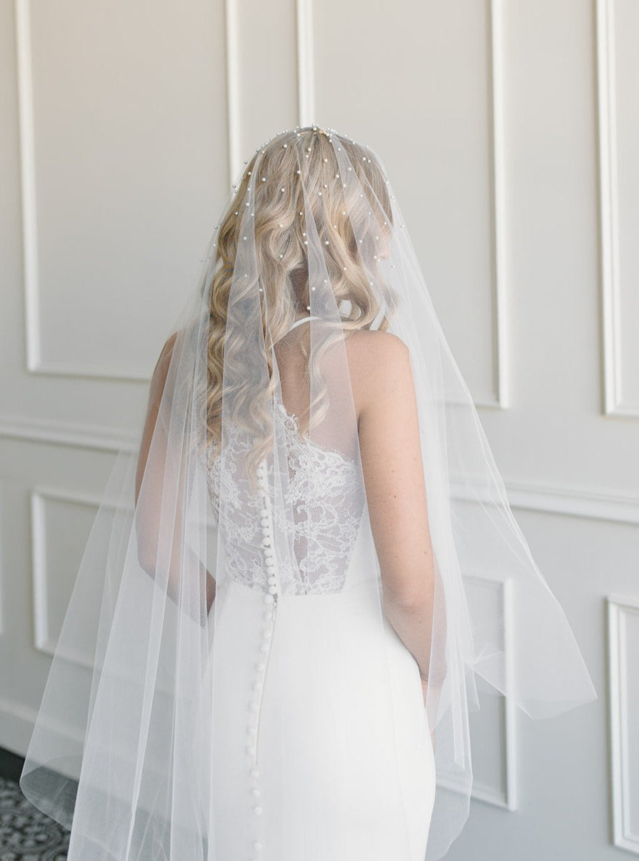 Waterfall Pearl or Rhinestoned Drop Veil