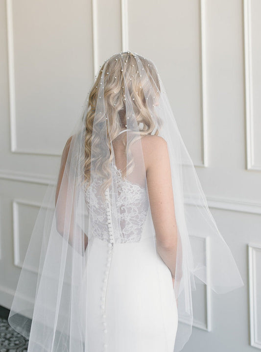 Waterfall Pearl or Rhinestoned Drop Veil