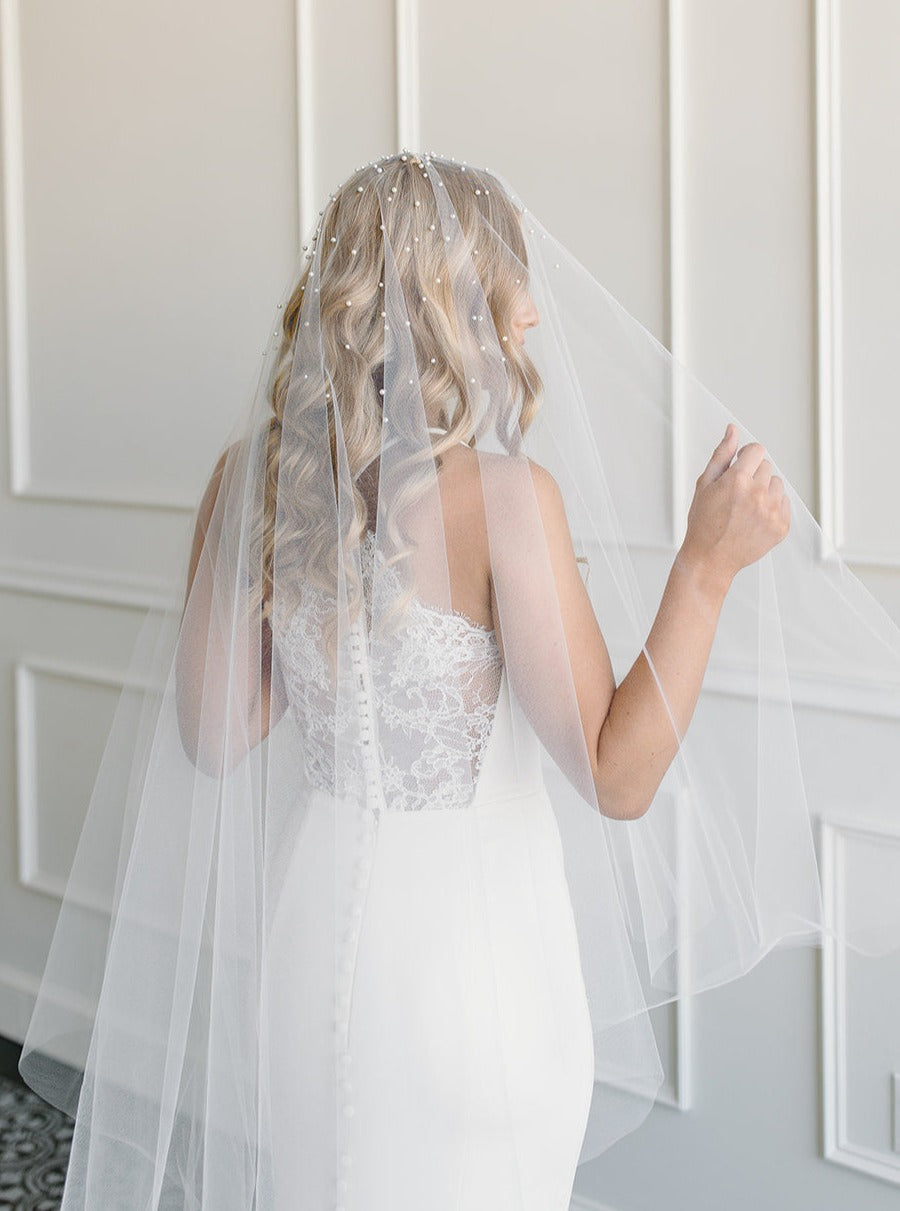 Waterfall Pearl or Rhinestoned Drop Veil