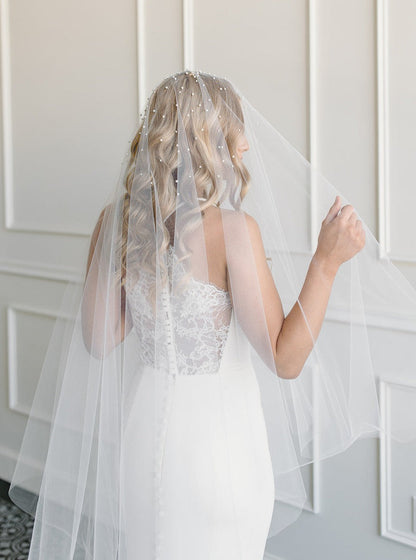 Waterfall Pearl or Rhinestoned Drop Veil
