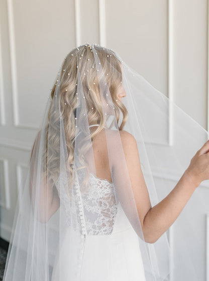 Waterfall Pearl or Rhinestoned Drop Veil