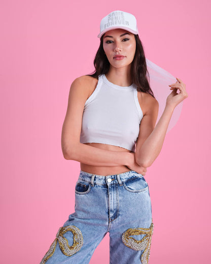 Same Hat Forever - rhinestone trucker hat