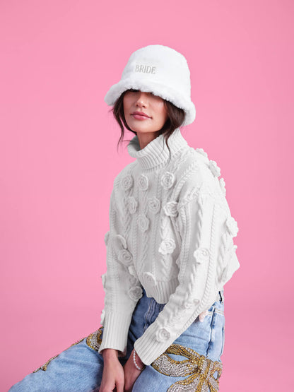 Cloud Nine Bucket Hat - embroidered fur hat