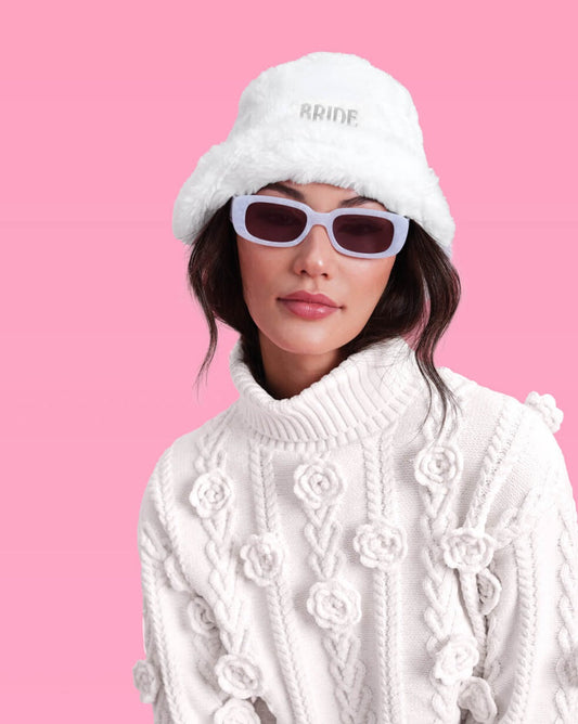 Cloud Nine Bucket Hat - embroidered fur hat