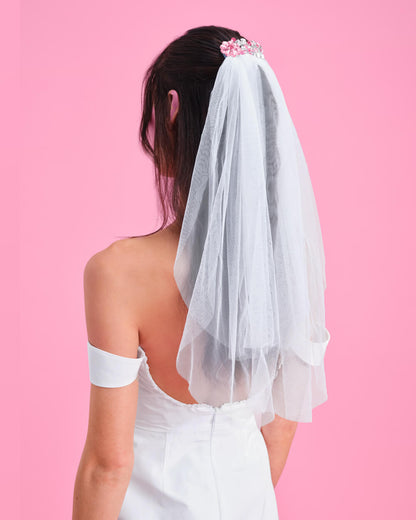 Crystal Bouquet Veil - flower crystal veil