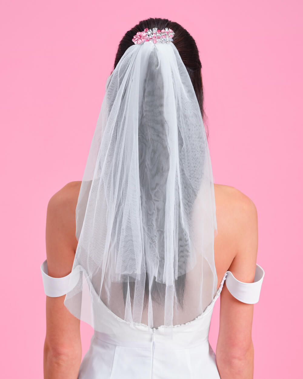 Crystal Bouquet Veil - flower crystal veil