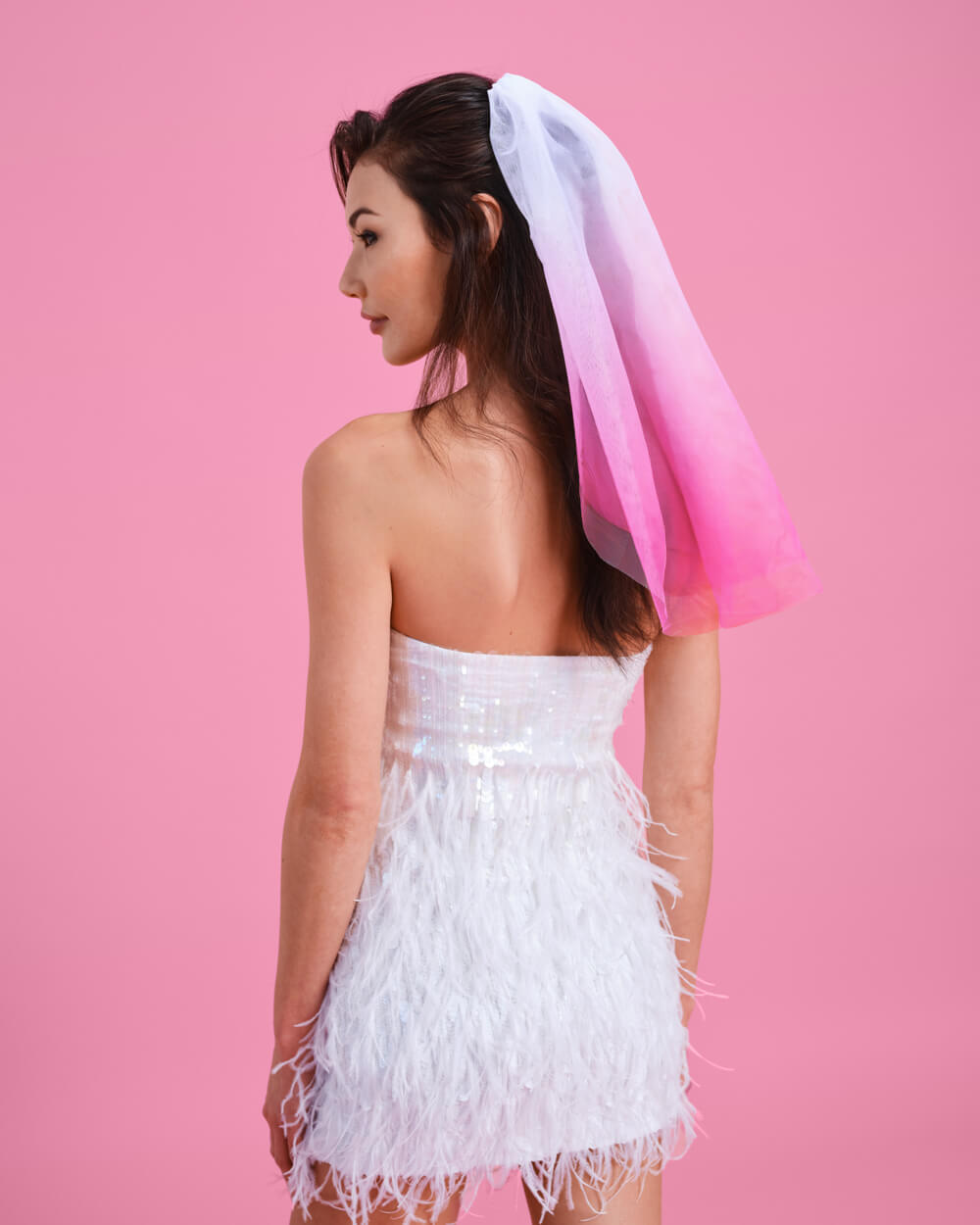 Let's Go Party Veil - pink ombre veil