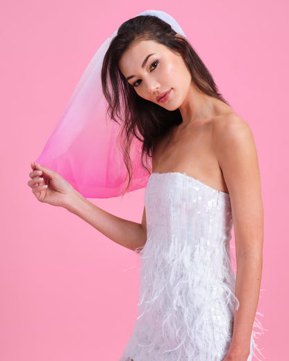 Let's Go Party Veil - pink ombre veil