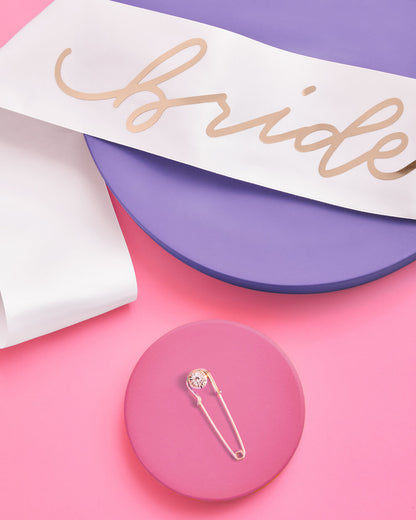 C'est La Vie Sash - white + rose gold sash