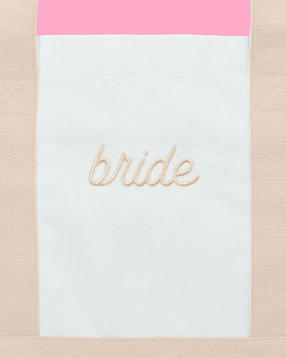Beige Bride Tote - embroidered cotton tote