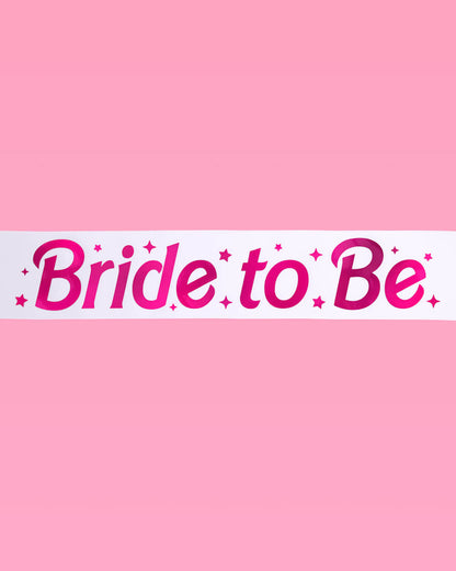 Let's Go Bride Sash - white silk + foil