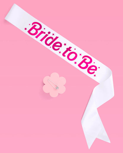 Let's Go Bride Sash - white silk + foil