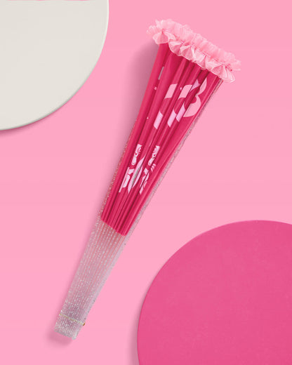 Pink Pony Club Fan - ruffled folding fan