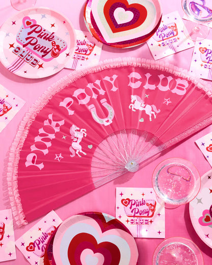Pink Pony Club Fan - ruffled folding fan