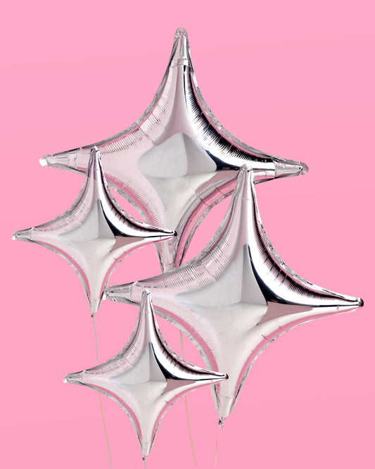 Sparkle Balloon - 6 pc silver foil set