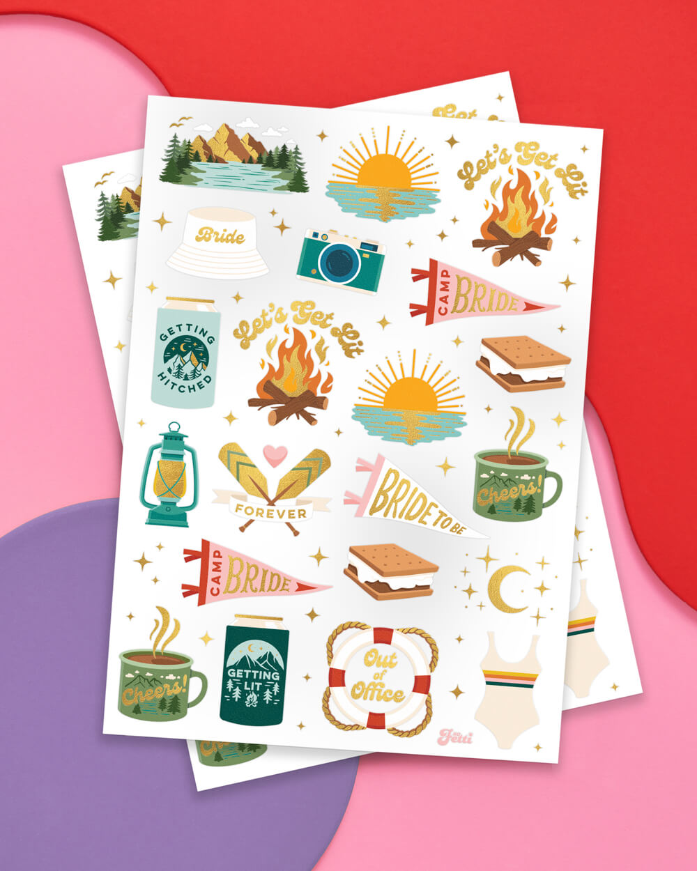 Camp Bride Tats - 42 foil temporary tattoos