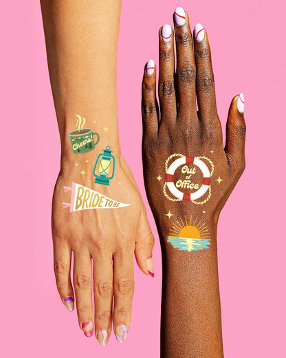 Camp Bride Tats - 42 foil temporary tattoos