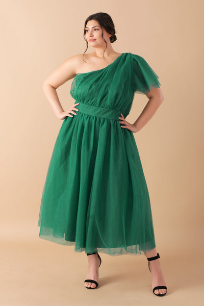 LIVELY CHARM TULLE MIDI DRESS