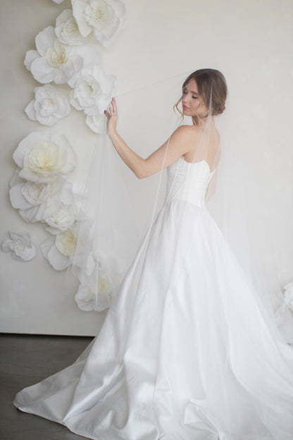 Long Blusher Airy Tulle Drop Veil