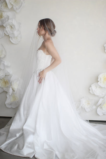 Long Blusher Airy Tulle Drop Veil