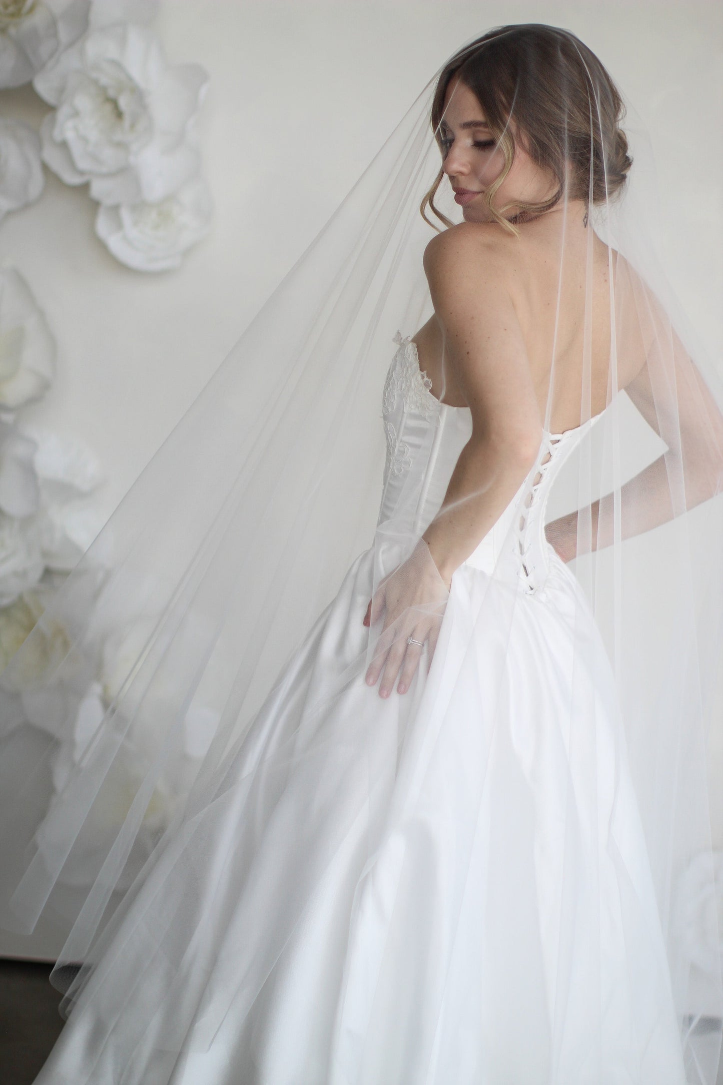 Long Blusher Airy Tulle Drop Veil