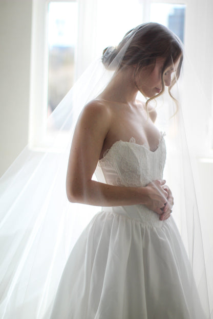 Long Blusher Airy Tulle Drop Veil
