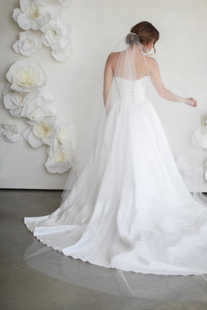 Long Blusher Airy Tulle Drop Veil