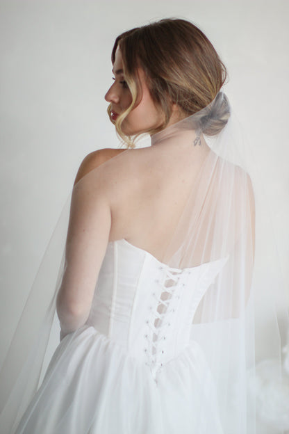 Long Blusher Airy Tulle Drop Veil
