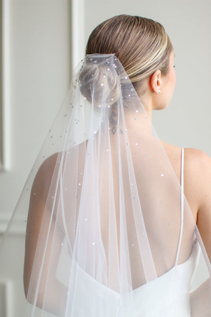 Waterfall Pearl or Rhinestoned Drop Veil
