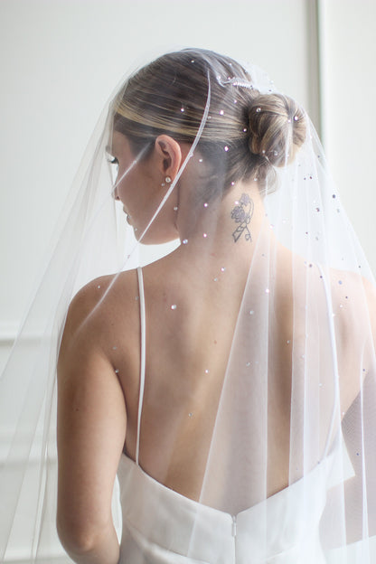 Waterfall Pearl or Rhinestoned Drop Veil
