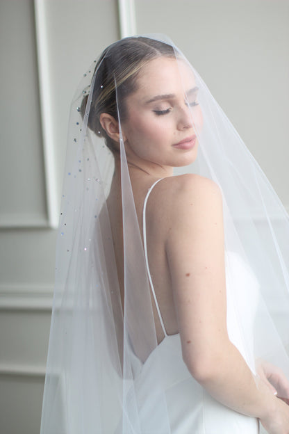 Waterfall Pearl or Rhinestoned Drop Veil