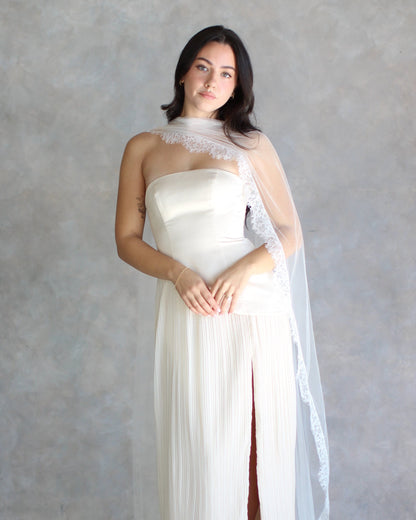 Lace Trim Bridal Scarf