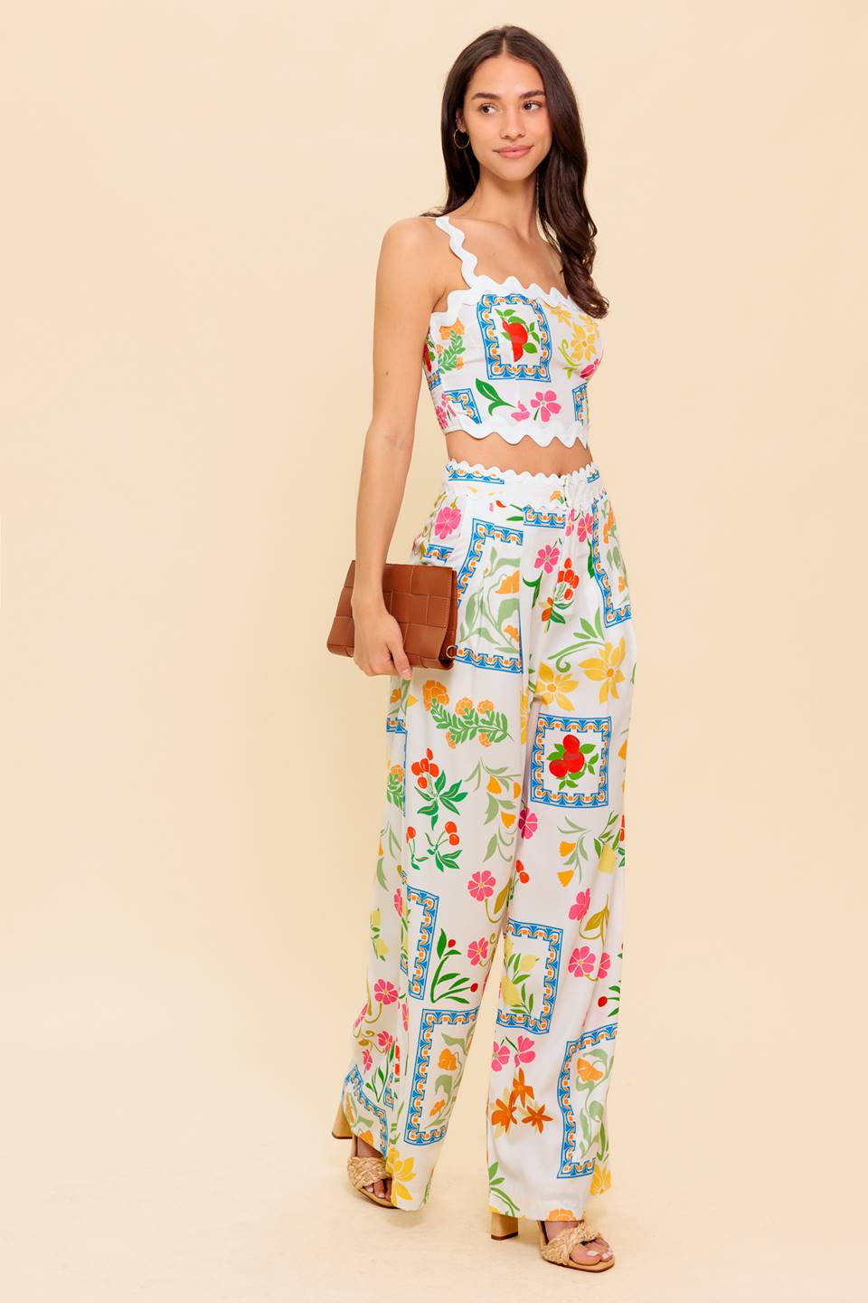 MARIGOLD IVORY WOVEN TOP AND PANT SET