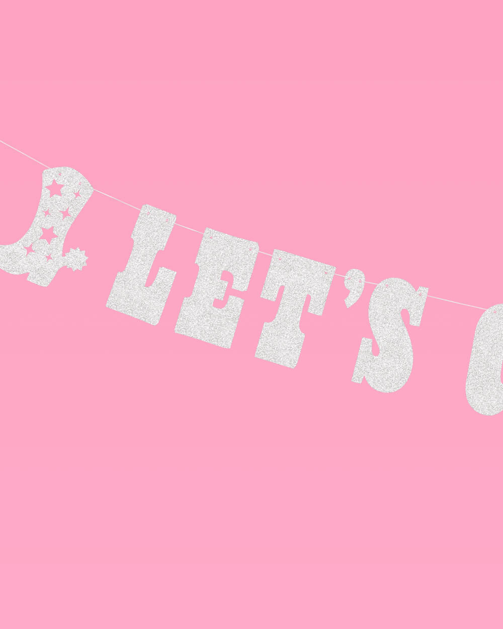 Let's Go Girls Banner - silver glitter banner