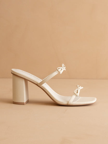The Wendy | Beige Double Strap Bow Heels