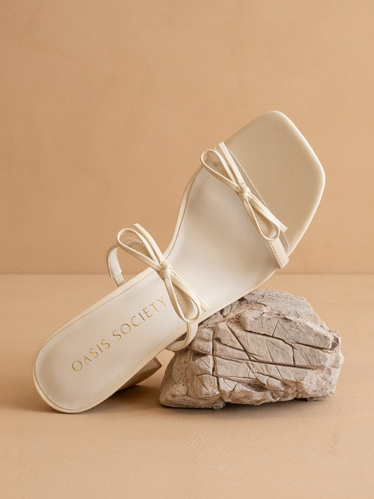 The Wendy | Beige Double Strap Bow Heels