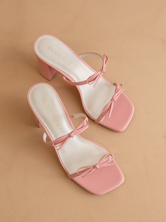 The Wendy | Pink Double Strap Double Bow Heels