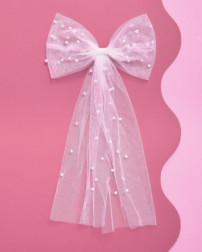 Bow to Be - white + pearl bow