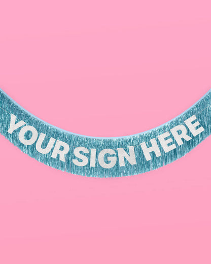 Aquamarine Fringe - blue foil banner