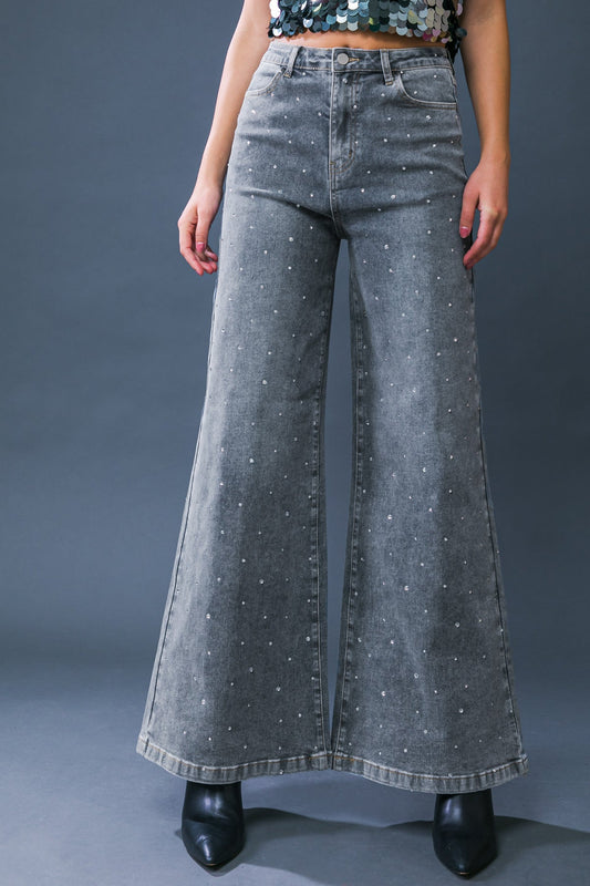 Rhinestone Denim Jean Pants